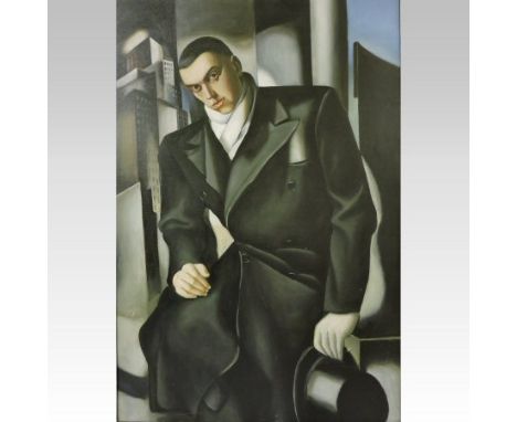 After Tamara de Lempicka, 1898-1980, portrait of Tadeusz Lempicka, oil on canvas, 92 x 61cm