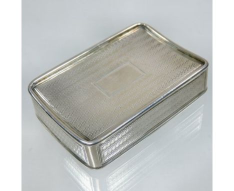 A George IV silver snuff box, of concave rectangular shape, with a hinged lid and engine turned decoration, by Joseph Willmor