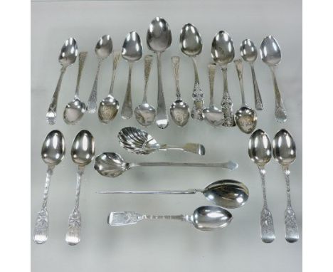 A collection of twenty-two George III and later silver teaspoons, mainly Old English pattern, to include a George III silver 