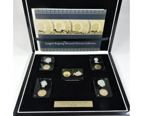 The London Mint 2015, Queen Elizabeth II Longest Reigning Monarch Portrait collection, comprising a limited edition set of fi