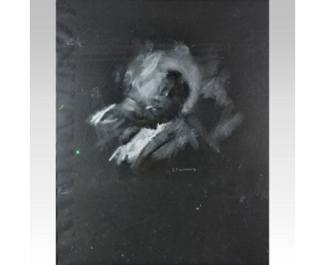 Charles Mackesy, b.1962, portrait of a gentleman smoking a pipe, signed, chalk on paper, 48 x 39cm. Provenance - purchased di