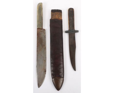 Skinning Knife c.1900, thin broad single edge blade stamped SHEFFIELD CUTLERY, 2 piece rivetted grips (pommel removed), in it