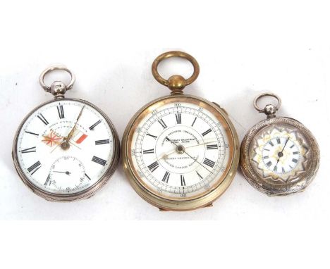 Mixed Lot: Three pocket watches to include one silver cased open face pocket watch, one white metal cased pocket watch stampe