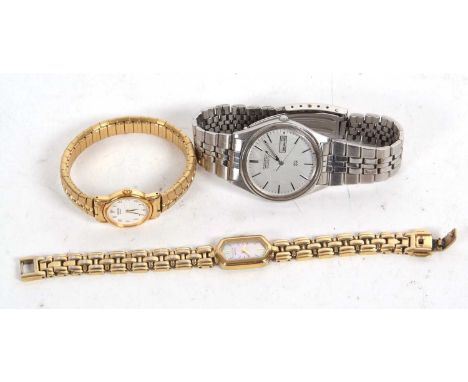 Three wristwatches to include a gents Seiko SQ, a lady's Seiko and a ladies Citizen, all watches have quartz movements, (all 