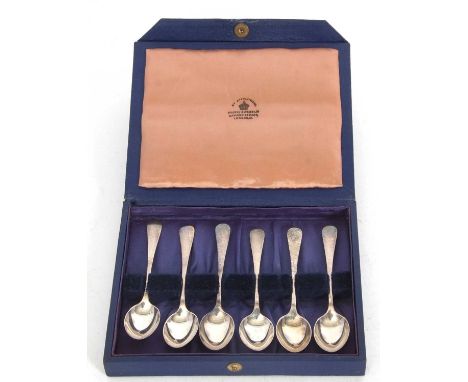 A cased set of six George VI silver teaspoons, Old English Pattern, hallmarked Sheffield 1943, makers mark R F Mosely &amp; C