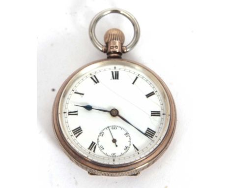 A silver cased gents pocket watch, hallmarked on the inside of the case back, Dennison case, manually crown wound Swiss made 