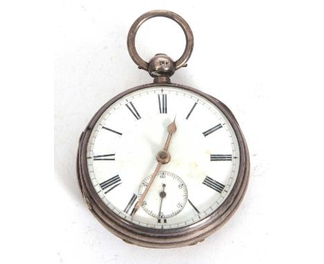 A silver cased open faced pocket watch, stamped on the movement W.H.Johnson of Sheffield, key wound movement, hallmarked on t