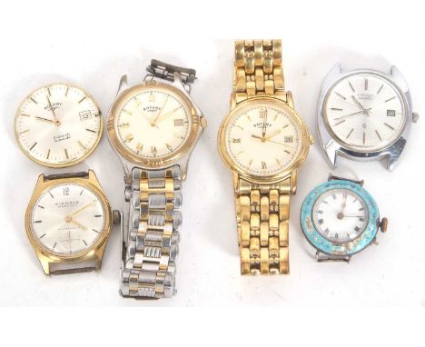 Mixed Lot: Wristwatches to include a white metal (stamped 925) and enamel watch, makers include Rotary and Citizen