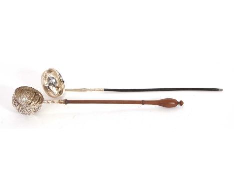Mixed Lot: A Georgian silver toddy/punch ladle, inset with a silver gilt coin having a Baleen handle, the silver mount engrav