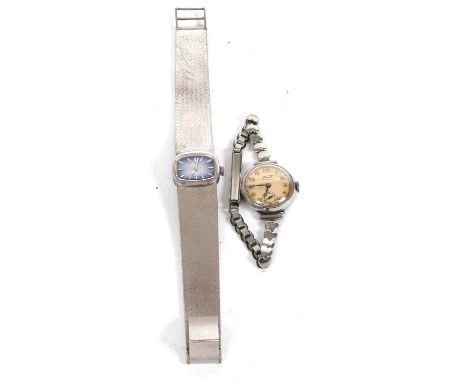 Two lady's wristwatches, one vintage white metal Rotary and one Tissot stainless steel ladies watch, the Rotary is stamped 92