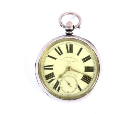 A 19th century silver cased open face pocket watch. 'Coastguard Watch, J. N. Masters, Rye'. Lever movement engraved 'Masters'