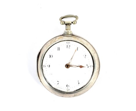 A 19th century silver pair case pocket watch. Engraved 'Rob Fletcher, Chester', fusee movement no. 701. Bull's eye glass, whi