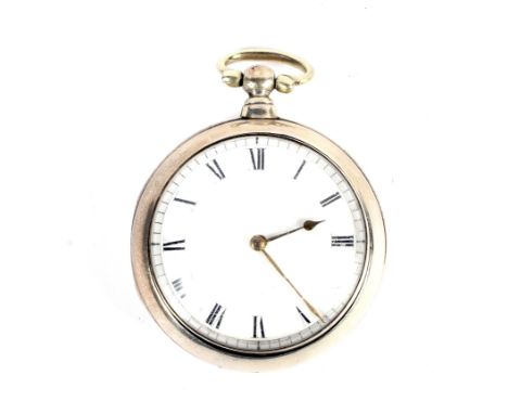 A 19th century silver pair case pocket watch. Engraved 'Barden, Boreham Street'. Fusee movement no 7970. With bull's eye glas