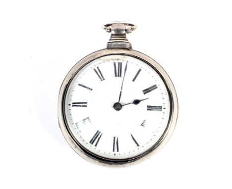 A 19th century silver pair case pocket watch. Fusee movement engraved 'Champion, Liverpool' no 2960. With bull's eye glass, w