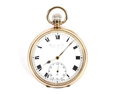 Great Western Railway, Swindon interest, a 9ct gold cased open face keyless pocket watch, circa 1918. Selezi Swiss keyless le