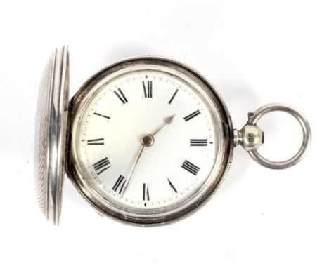 A 19th century silver case hunter pocket watch. Fusee movement engraved 'Robert Cooper, Bristol', no. 505. White enamel dial 