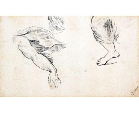 Late 19th/Early 20th Century Italian School, pencil sketch of a draped arm and a leg. Signed Cipriani lower right, framed, 12