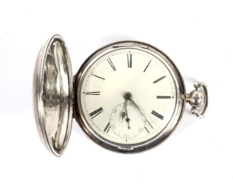 A 19th century silver case hunter pocket watch. Fusee movement engraved 'Gatuand, Huntington', no 11050 with dust cover. Crea