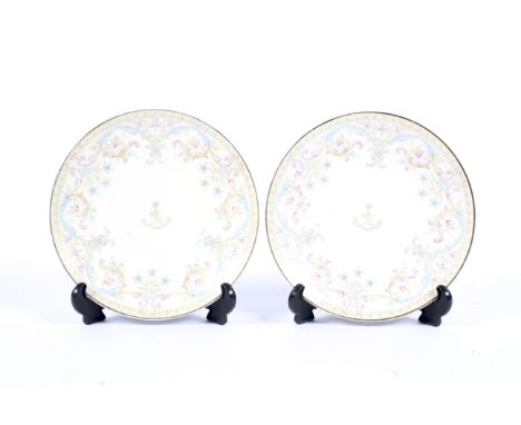 Two Minton Cunard Steamship Company dinner plates, circa 1900. Printed and impressed marks, each printed with in grey with a 