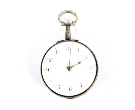 A 19th century silver case pocket watch. Fusee movement engraved 'John Luddle Bridgwater' no 27784. White enamel dial with Ar