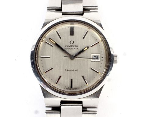 Omega, Geneve, a gentleman's stainless steel automatic wristwatch, circa 1973, The brushed silvered dial with baton indicator
