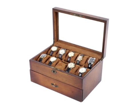 A good starter collection of nine assorted gentleman's vintage wristwatches. Including two by Gruen, and Tissot, Bulova, Benr