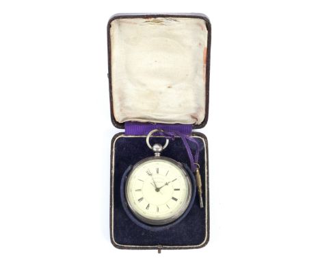 A 19th century silver cased chronograph pocket watch. Fusee movement engraved 'L Harris, Manchester' no. 29288. White enamel 