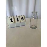 Milk bottle 8 oz glass (crate chargers 5 X $8 each will be added to your invoice)