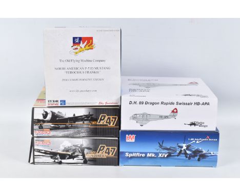 FIVE BOXED MODEL AIRCRAFTS, the first a Witty Wings 1:72 scale diecast North American P-51D Mustang 'Ferocious Frankie', numb