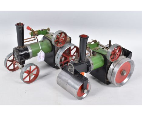 AN UNBOXED MAMOD LIVE STEAM ROLLER, No.SR1, with a Mamod live steam Traction Engine, No.TE1, neither tested, Roller with burn
