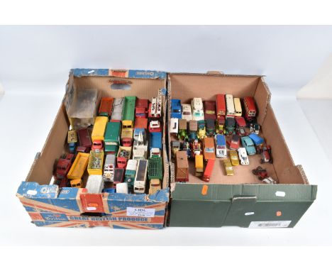 A QUANTITY OF UNBOXED AND ASSORTED PLAYWORN DIECAST VEHICLES, to include Dinky Supertoys Foden Flat Truck with chains, No905,