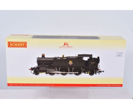 A BOXED OO GAUGE HORNBY MODEL RAILWAY STEAM LOCOMOTIVE Class 61XX 2-6-2T no. 6145 'Large Prairie' in BR Black with Early Embl