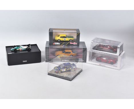 SIX BOXED MODEL VEHICLES, trofeu Subaru Impreza World Champion 95 numbered 606, the second is a Spark model Minimax TVR Cerbe