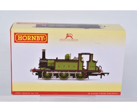 A BOXED OO GAUGE HORNBY MODEL RAILWAY STEAM LOCOMOTIVE,  Class A1 Terrier 0-6-0T no. 735 in LSWR Green, item no. R3846, appea