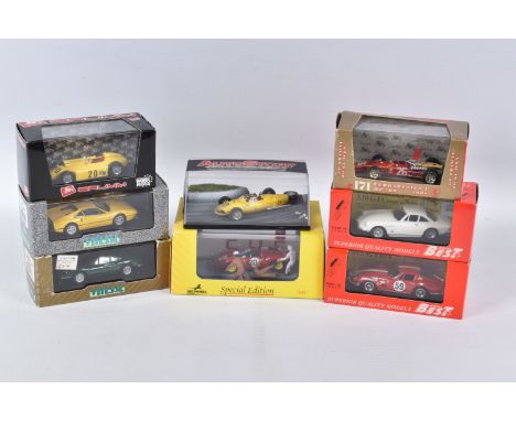 EIGHT BOXED MODEL VEHICLES, the first 1:43 scale Art Model Ferrari Dino numbered R 206/S Florio 1966 Parkes-Scarfiotti, ART91