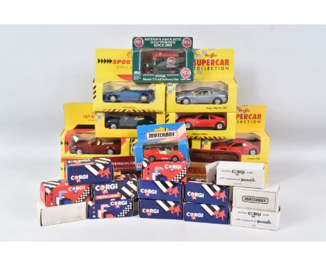 A QUANTITY OF BOXED DIECAST VEHICLES, to include four of Maisto Supercar Models, some of these are as follows MG RV8, Ferrari