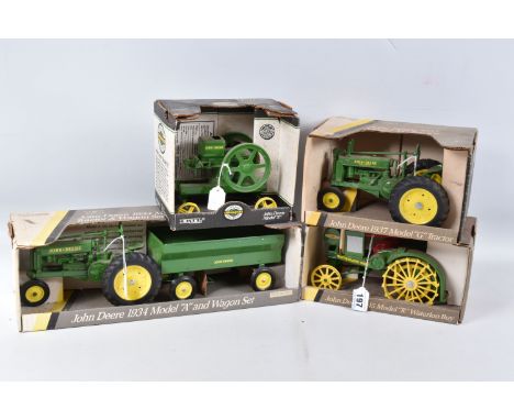 THREE BOXED ERTL BLUEBIRD REPLICA TOYS DIECAST JOHN DEERE TRACTOR MODELS, 1/16 scale, 1915 Model R Waterloo Boy, No.559, 1934