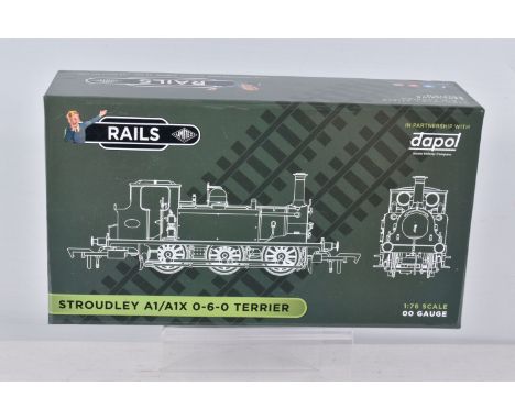 A BOXED OO GAUGE DAPOL MODEL RAILWAY Terrier A1 LBSC Stroudley Improved Engine Grn Brighton Gold, item no. 4S-010-007, appear
