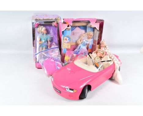 A COLLECTION OF BOXED AND UNBOXED MATTEL BARBIE DOLLS AND A VEHICLE, to include a boxed Secret Messages doll and locker, numb