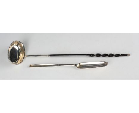 A George III silver marrow scoop, London 1800, maker's mark rubbed, weight 45.9g, length 22.8cm, and a silver punch ladle wit