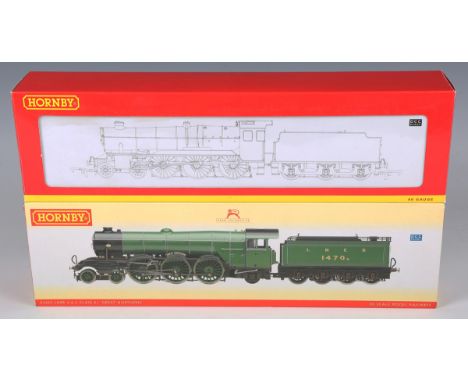 A Hornby gauge OO DCC Ready R.2405 locomotive 'Great Northern' and tender, together with an R.2461 locomotive 'County of Devo