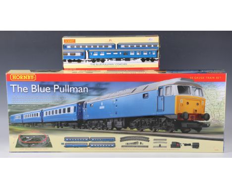 A Hornby gauge OO R.1093 The Blue Pullman train set and an R.4310 The Blue Pullman coach pack, both boxed, with instructions 