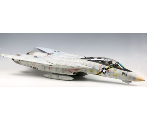 A JS International Ltd 1:18 scale United States Navy Aircraft Series F-14A jet aircraft VF-84 Jolly Rogers, boxed, with instr