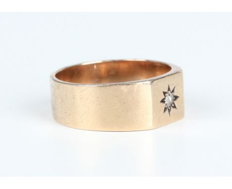 A gold and diamond single stone ring, star gypsy set with the eight cut diamond, unmarked, weight 7g, ring size approx T.Buye