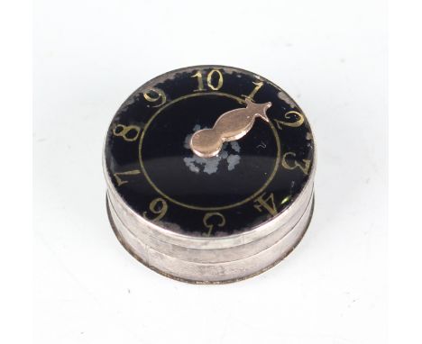 A George III silver circular patch box and cover, the glazed top with gilt Arabic numbers from 1-10 and gilt pointer, 'SP' ma