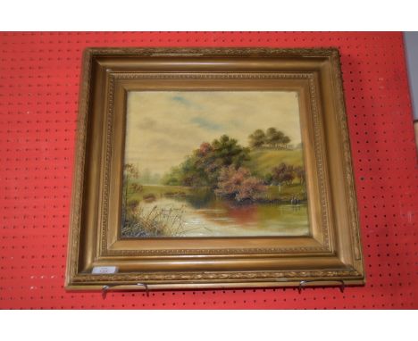 R Hampden Squirrel, Oil on canvas, River Landscape, 29cm x 34cm