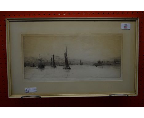 William Lionel Wyllie, Print, "Silvertown" (label verso), 18cm x 38cm
