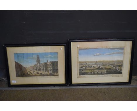 Print, The North Prospect of London, taken from Bowling Green, Islington 1749 plus view of The Royal Exchange (2) the larger 