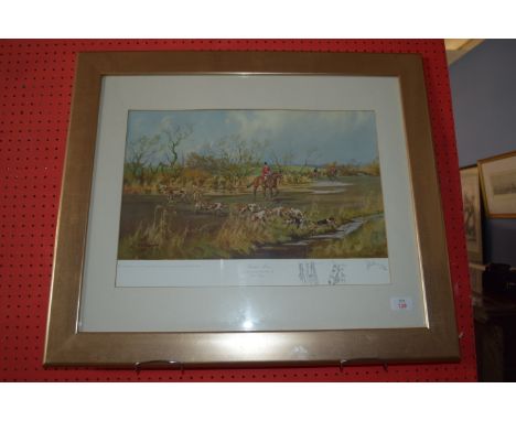 Hunting interest Print, after John King, "Sturmer Mere", signed and numbered 39 of 250, 30cm x 48cm