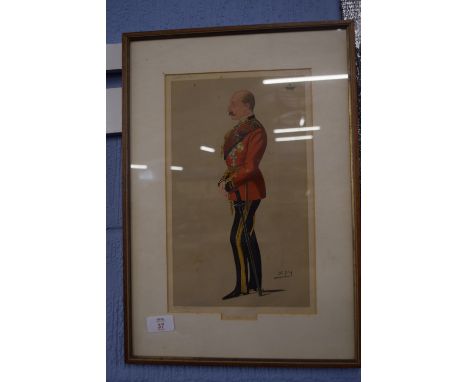 Framed Vaanity Fair "SPY" print, "Our Soldier Prince", 33cm x 20cm